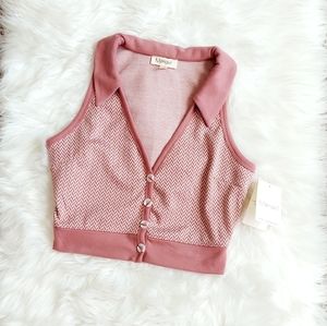 Buttoned down Collared Crop Top